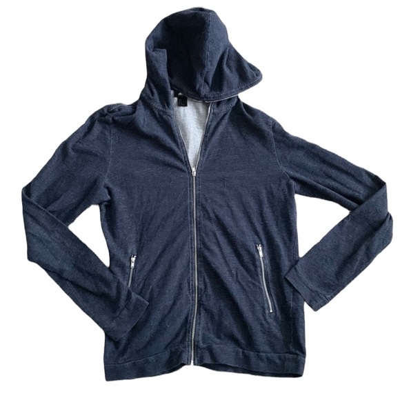H&M Tops - H&M | Zipper Hoodie Jacket Blue Small Silver Hardware